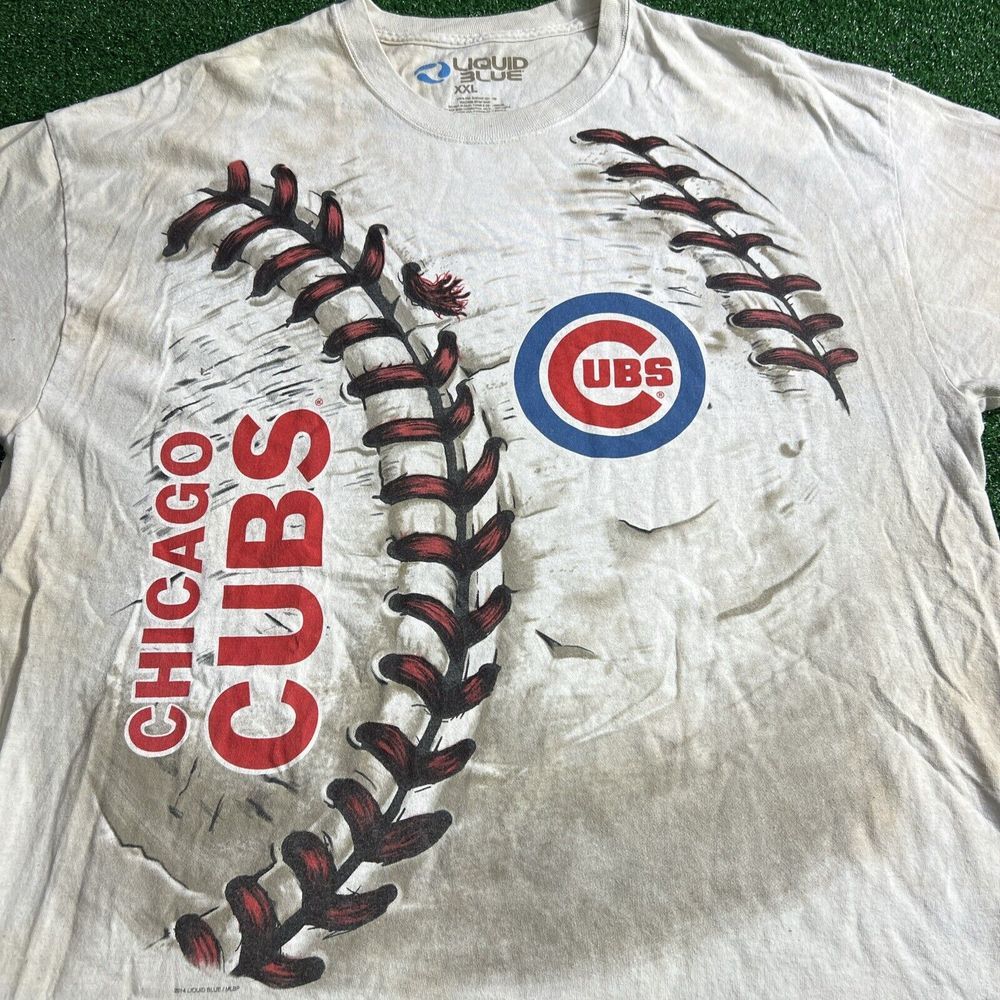 Chicago‎ Cubs MLB Baseball Liquid Blue Tie Dye T-Shirt Men's Size XXL